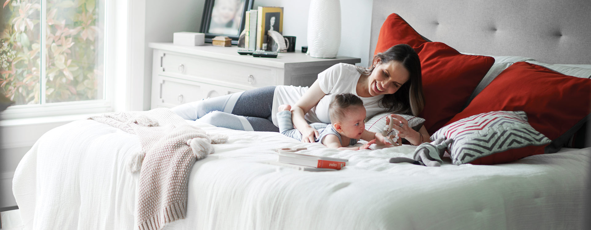 Mother and baby playing